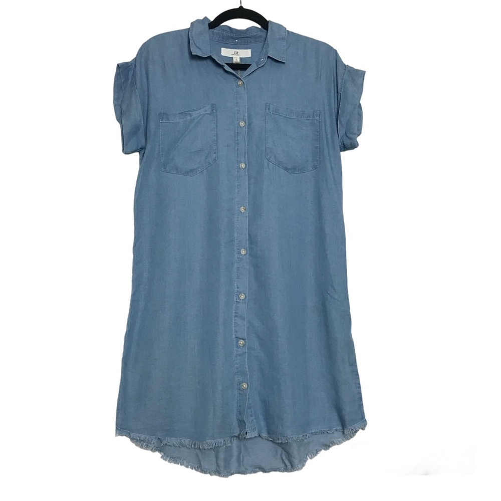 Thread & Supply Blue Chambray Button Up Shirt Dress Size S Western Boho Casual